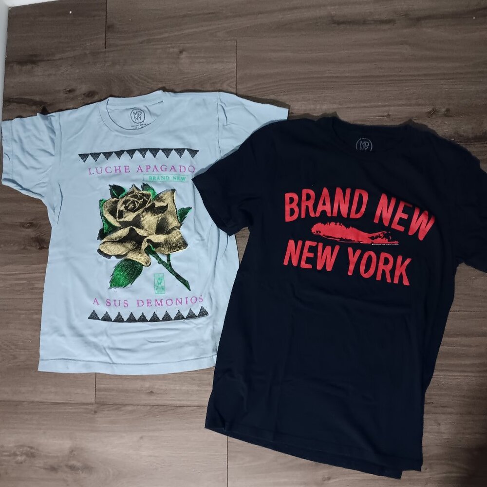 Bundle of 2 Brand New emo screamo band tees deja entendu devil god daisy small